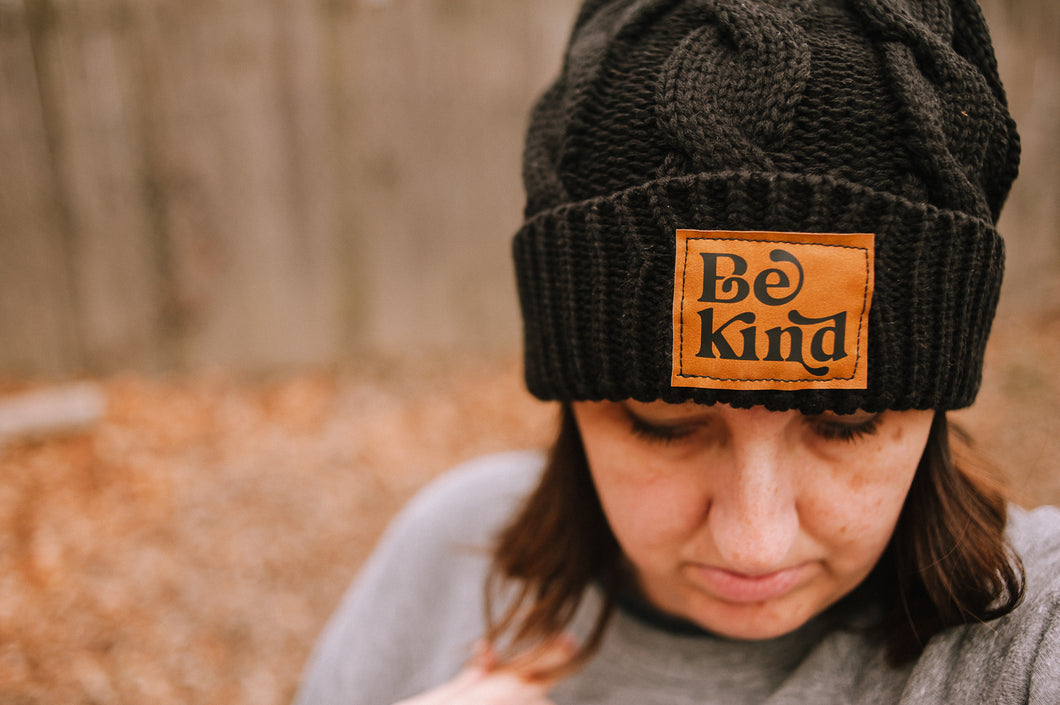 Be Kind Toboggan Winter Hat Black