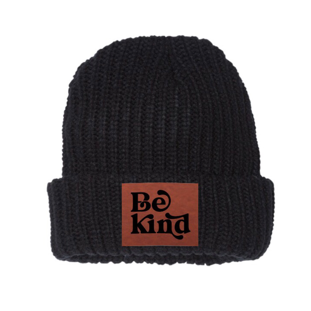 Be Kind Chunky Knit Beanie Black