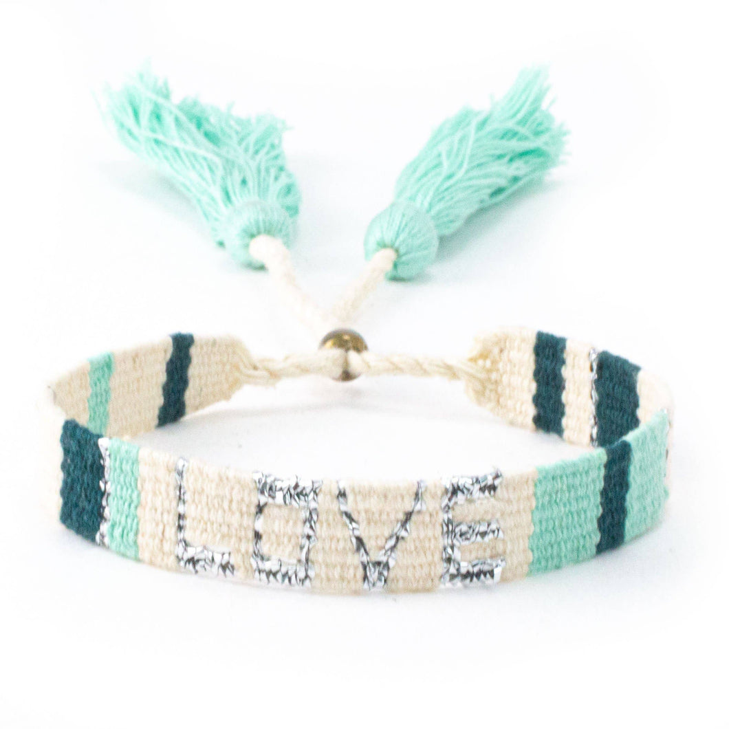 Atitlan LOVE Bracelet - Green & White